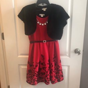 Girls dress with faux fur jacket